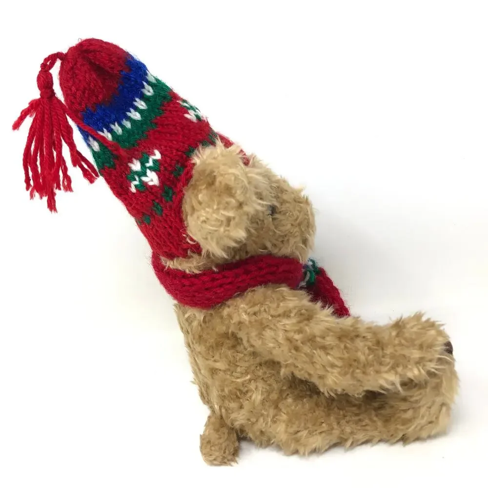 Gibson Keepsake Kritters Tan Teddy Bear Plush VTG 1996 Red Scarf Hat 8
